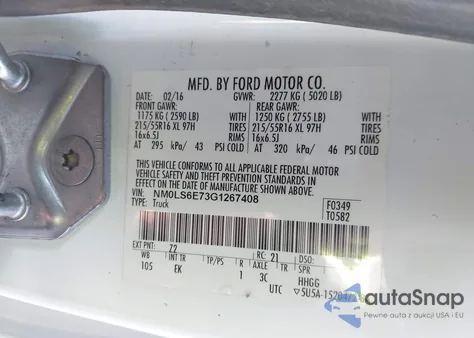 2016 Ford Transit Connect Xl from USA, damaged, VIN NM0LS6E73G1267408